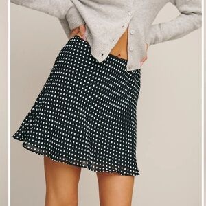Reformation Black and White Polka Dot Mini Skirt